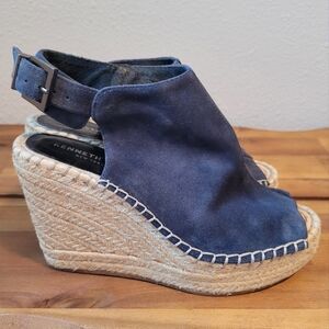 KENNETH COLE New York Women's Navy Olivia Wedge Heel Sandal Espadrille Size 7m